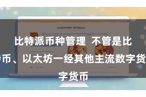 比特派币种管理 不管是比特币、以太坊一经其他主流数字货币